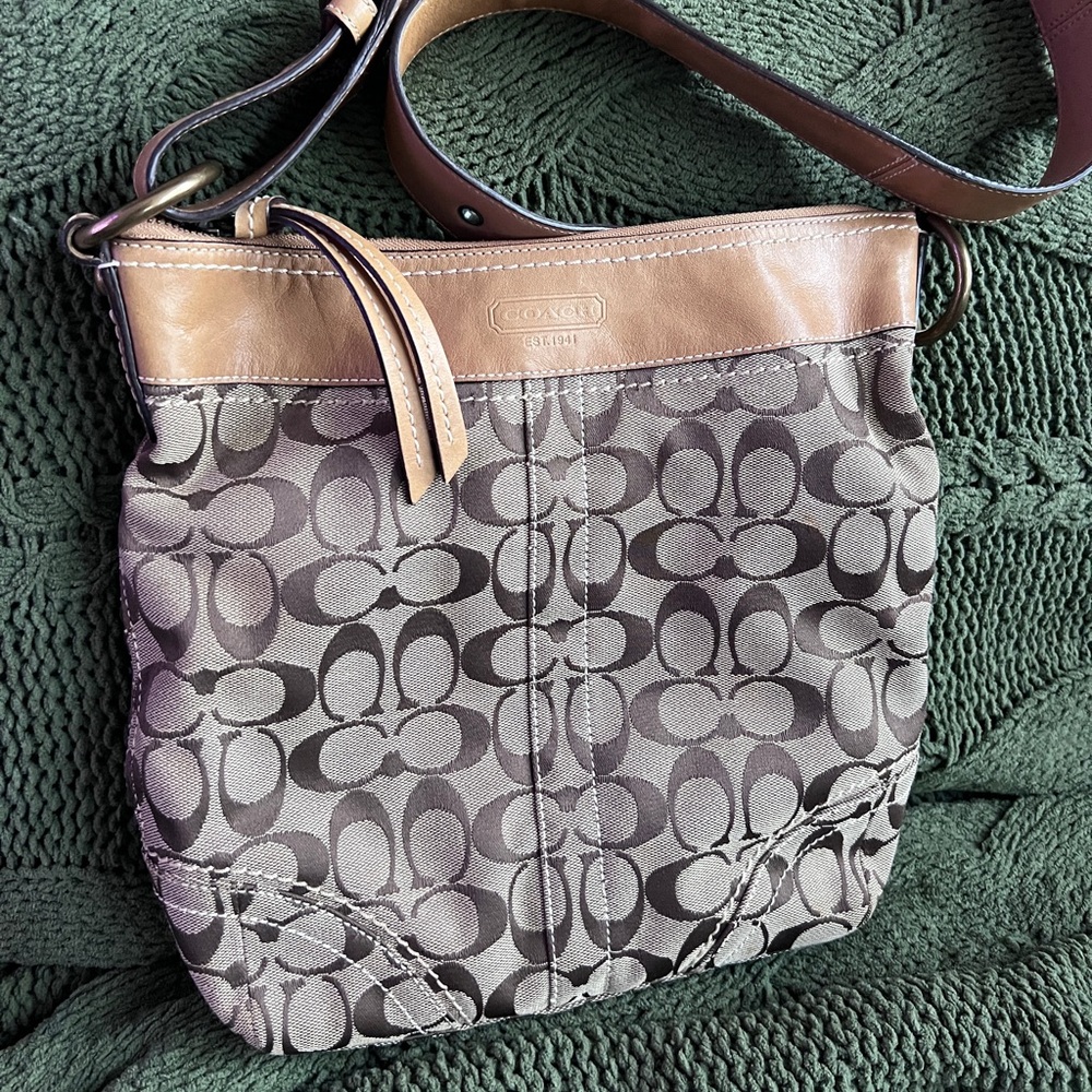 Coach 10403 Brown Signature Crossbody Shoulder Bag